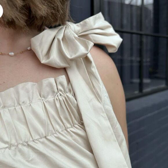 Mable Ava One Shoulder Tiered Maxi Dress Womens Sz L Cream Sleeveless - Picture 3 of 16